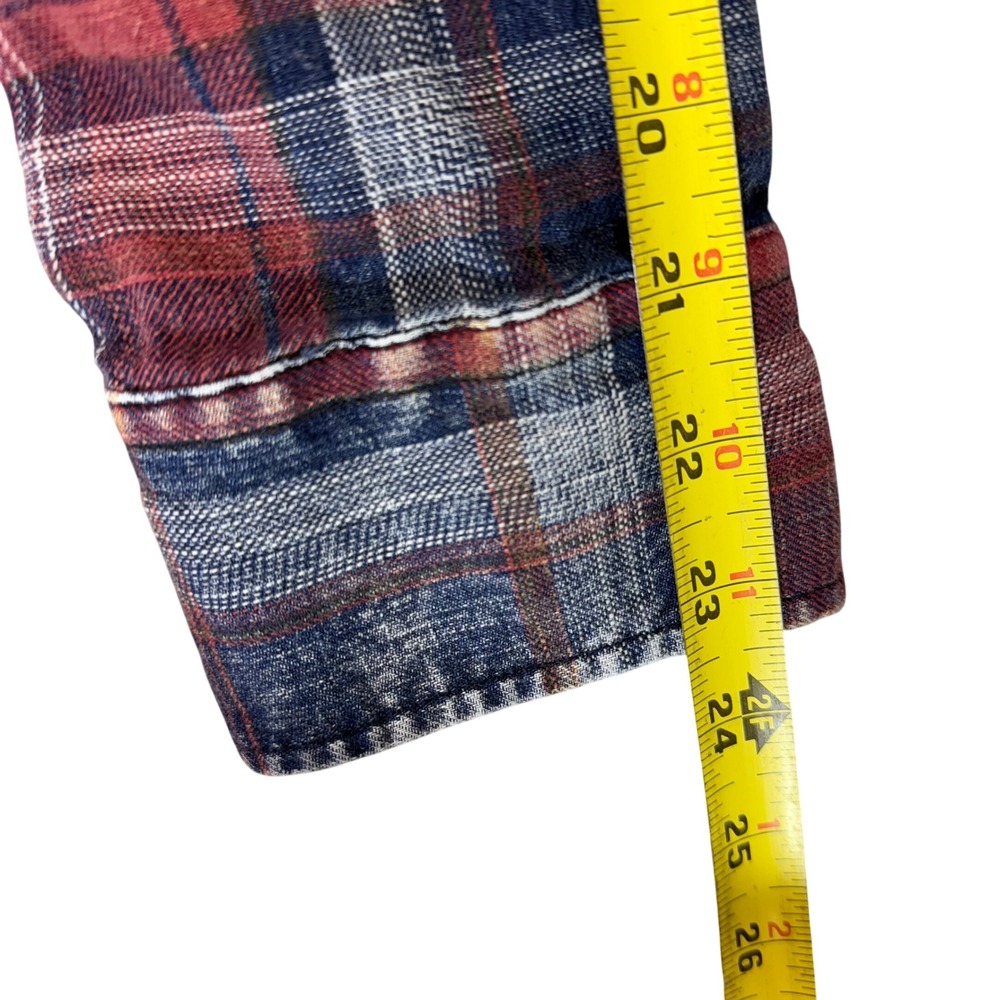 Desert Son Flag & Anthem Plaid Flannel Pearl Snap Button Rustic Cowboy Western - Picture 8 of 12